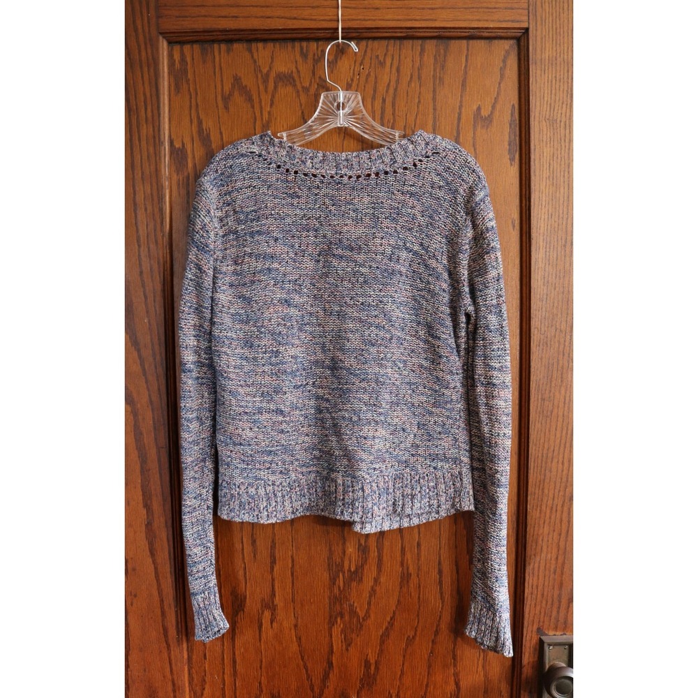 AMERICAN EAGLE Sweater Marled Knit Button Cardigan Women Large Blue Pink Crochet - Picture 2 of 11